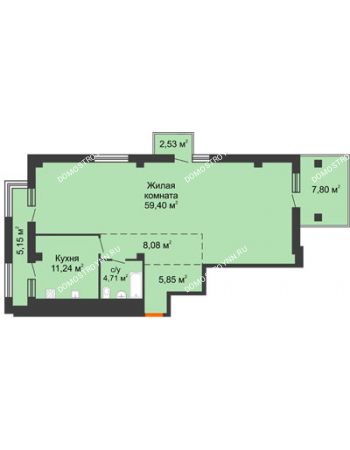 1 комнатная квартира 102,99 м² в ЖК Renaissance (Ренессанс), дом № 1