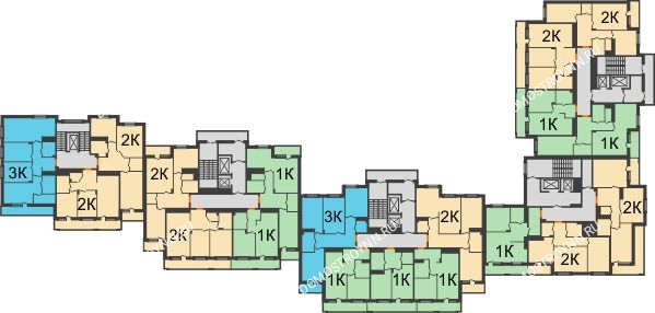 Планировка 6 этажа в доме № 1 в ЖК Корица