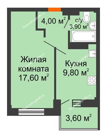 1 комнатная квартира 39,6 м² в ЖК Екатерининский, дом № 2б