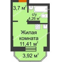 Студия 20,55 м² в ЖК Светлоград, дом Литер 15 - планировка