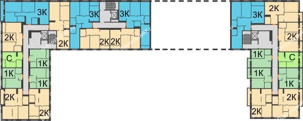 Планировка 8 этажа в доме ГП-1 в ЖК Мозаика Парк	