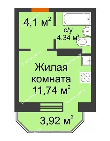 Студия 21,36 м² в ЖК Светлоград, дом Литер 15
