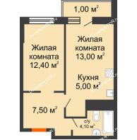 2 комнатная квартира 43 м², ЖК Клубный дом на Мечникова - планировка