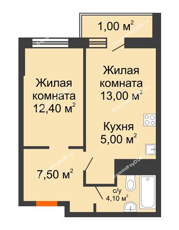 2 комнатная квартира 43 м² - ЖК Клубный дом на Мечникова