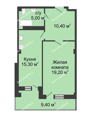 1 комнатная квартира 54,6 м² - ЖК Дом на Береговой