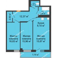 3 комнатная квартира 79,52 м² в ЖК Сокол Градъ, дом Литер 8 - планировка