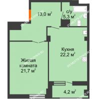 1 комнатная квартира 64,3 м² в ЖК Квартет, дом № 3 - планировка