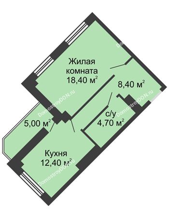 1 комнатная квартира 46,4 м² - ЖК Крылья Ростова