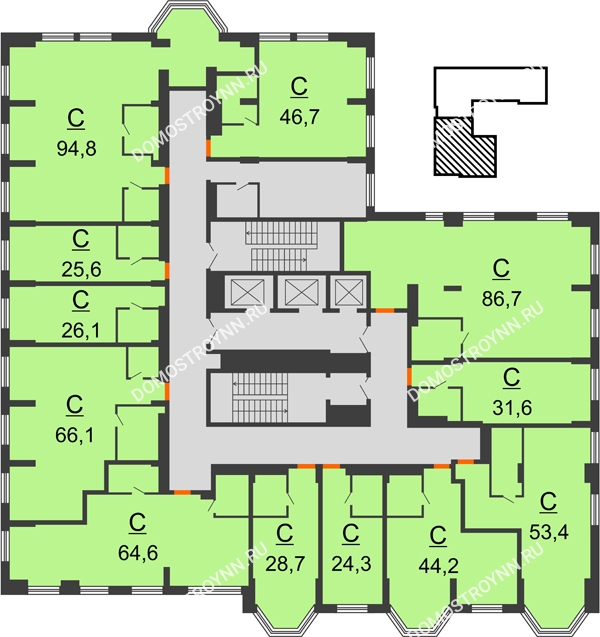 Комплекс апартаментов KM TOWER PLAZA (КМ ТАУЭР ПЛАЗА) - планировка 15 этажа