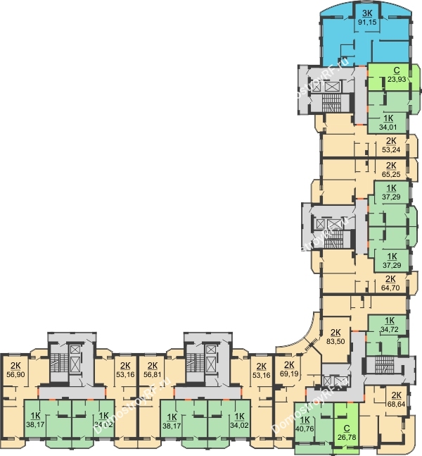 Планировка 2 этажа в доме Литер 1 в Семейный квартал Достояние
