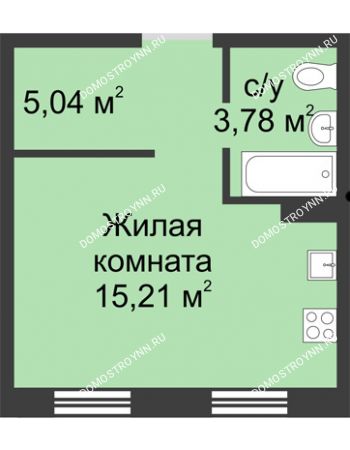 Студия 24,19 м² в ЖК Тридесятое (Экопарк Березовка), дом № 19