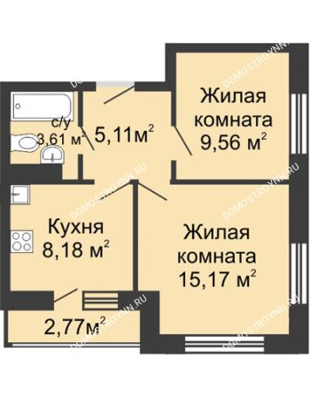 2 комнатная квартира 20 м² в ЖК Зеленый берег, дом № 13 корпус 1