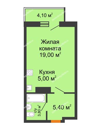 Студия 34,43 м² в ЖК Сокол на Оганова, дом Литер 1