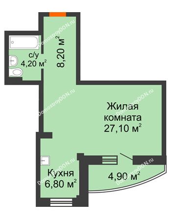 1 комнатная квартира 48,8 м² - ЖК Южная Башня