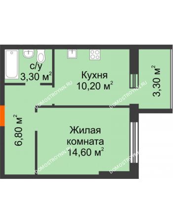 1 комнатная квартира 36,4 м² в ЖК Удачный 2, дом № 1
