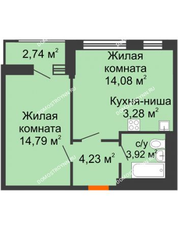 1 комнатная квартира 43,04 м² - ЖК Олимпийский