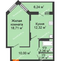 1 комнатная квартира 48,97 м² в ЖК Московский, дом дом 1 - планировка