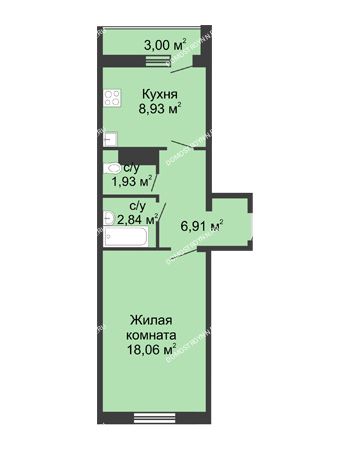 1 комнатная квартира 40,17 м² в ЖК Корабли, дом № 12