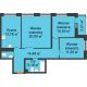 3 комнатная квартира 80,05 м² в ЖК Бунин, дом 1 этап, секции 11,12,13,14 - планировка