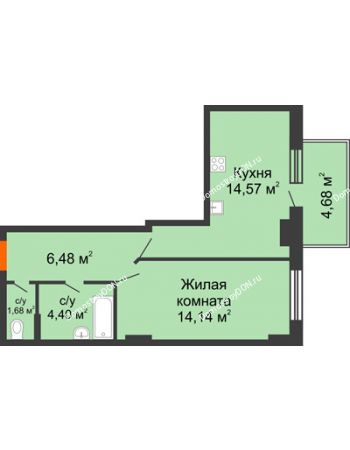 1 комнатная квартира 42,67 м² - ЖК Максим Горький