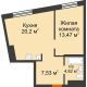 2 комнатная квартира 46,02 м² в ЖК Европейский берег, дом Лондон ГП-11 - планировка