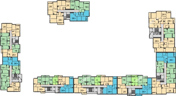 Планировка 2 этажа в доме 2 секция в ЖК intellect-Квартал (Интеллект-Квартал)