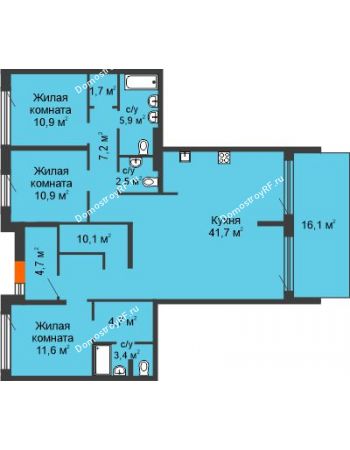 3 комнатная квартира 131,3 м² в Микрорайон Видный	, дом ГП-22