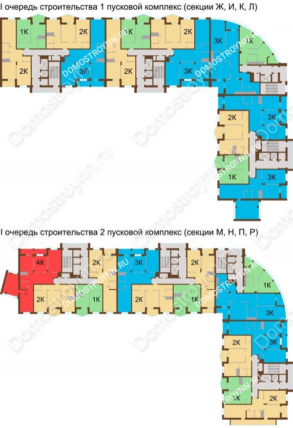 Планировка 14 этажа в доме № 89, корп. 1, 2 в ЖК Монолит