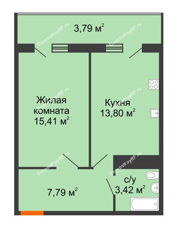 1 комнатная квартира 44,21 м² в ЖК Фамилия, дом Литер 1