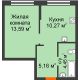 1 комнатная квартира 33,47 м² в ЖК Колумб, дом Сальвадор ГП-4 - планировка