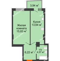 1 комнатная квартира 41,02 м² в ЖК Сердце Ростова 2, дом Литер 8 - планировка