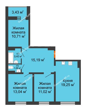 3 комнатная квартира 76,2 м² - ЖК Инстеп.Победа