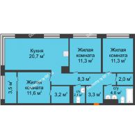 3 комнатная квартира 80,1 м² в Квартал Новин, дом 6 очередь ГП-6 - планировка