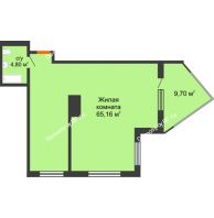 1 комнатная квартира 72,86 м² в ЖК Элегант, дом Литер 9 - планировка