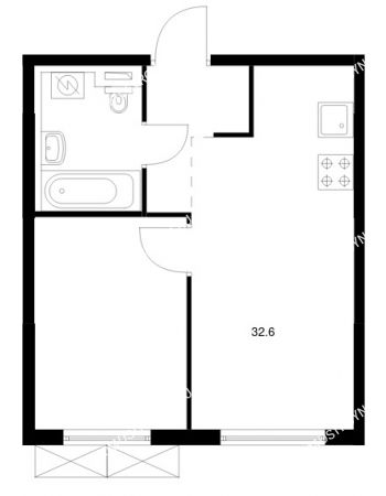 1 комнатная квартира 32,6 м² в ЖК Савин парк, дом корпус 8