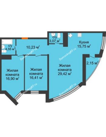 3 комнатная квартира 98,5 м² в ЖК Империал, дом Литер 9