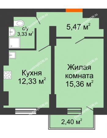 1 комнатная квартира 36,72 м² в ЖК Мечников, дом ул. Таврическая, 4