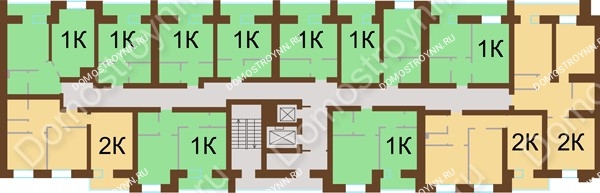 Планировка 6 этажа в доме № 67 в ЖК Рубин