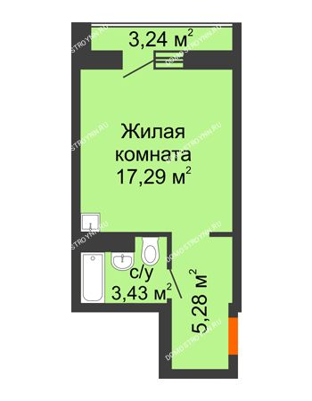 Студия 27,62 м² - ЖД по ул. Сухопутная