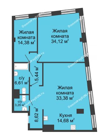 3 комнатная квартира 120,43 м² - ЖК Гранд Панорама