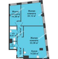 3 комнатная квартира 120,43 м², ЖК Гранд Панорама - планировка
