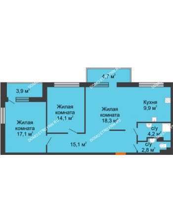 3 комнатная квартира 79,2 м² - ЖК Дом мечты