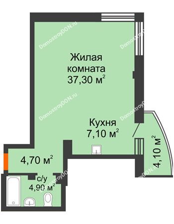 1 комнатная квартира 55,2 м² - ЖК Южная Башня