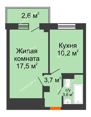 1 комнатная квартира 36,8 м² - ЖД Подзолкова