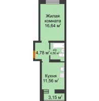 1 комнатная квартира 39,12 м² в ЖК Светлоград, дом Литер 15 - планировка