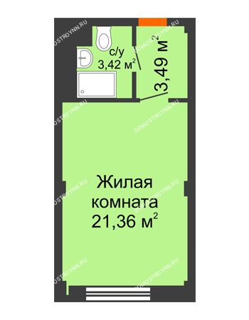 Студия 28,27 м² - Апартаменты Бирюза в Гордеевке
