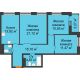 3 комнатная квартира 80,42 м² в ЖК Бунин, дом 1 этап, секции 11,12,13,14 - планировка