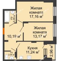 2 комнатная квартира 58,9 м² в ЖК Суворов-Сити, дом 2 очередь секция 1-5 - планировка