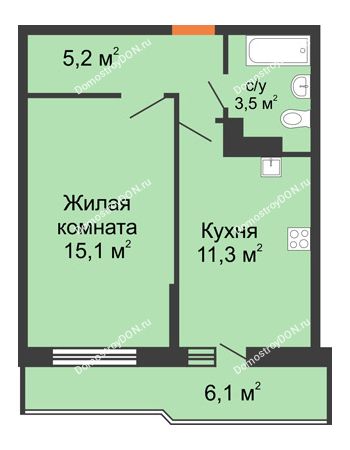 1 комнатная квартира 36,9 м² в ЖК SkyPark (Скайпарк), дом Литер 1, корпус 2, 1 этап