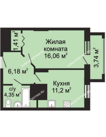 1 комнатная квартира 41,07 м² - ЖК Гелиос